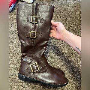 Brand New Chelsea Moreland Brown Leather Buckle Boots
